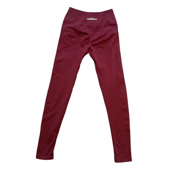 Aurola Pants - AUROLA Seamless Scrunch Butt Leggings Burgundy High Waist Activewear Size S